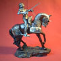 14 inch figure medieval knight attacks with sword on horse