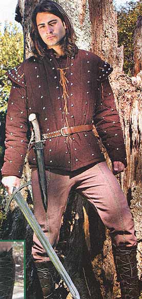 A476-S-M - Mittelalter - Gambeson, 2 - tlg, aus braunem Cord, Gr. S/M