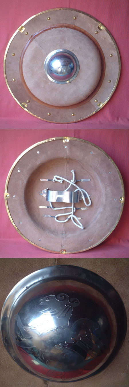 AH3721 - Greek-Corinthian leather covered metal shield, 500 B.C.