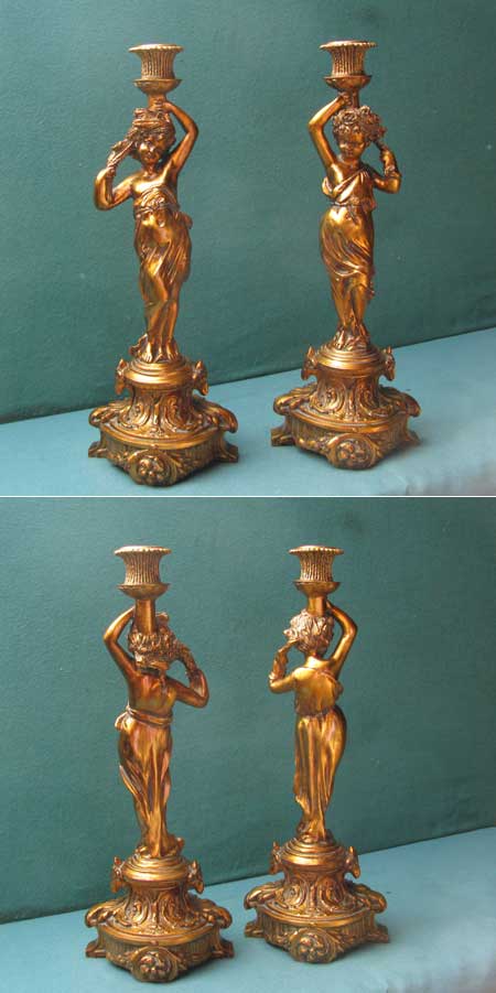 H58 - Gr. Jugendstil Leuchter , Kerzenhalter (Paar)