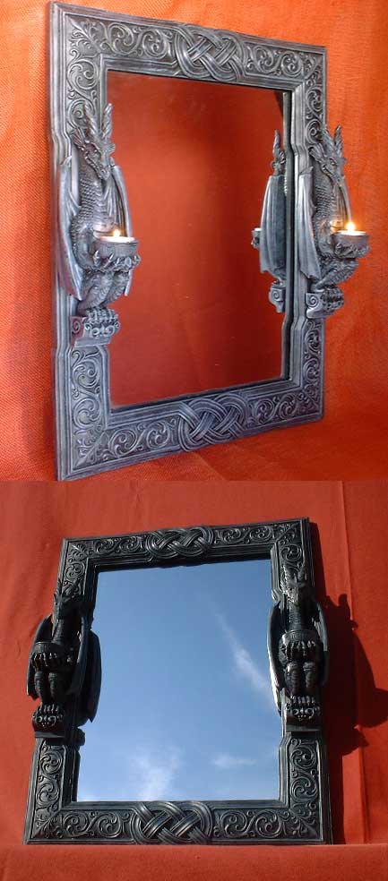 fantasy dragon wall mirror, slate imitation