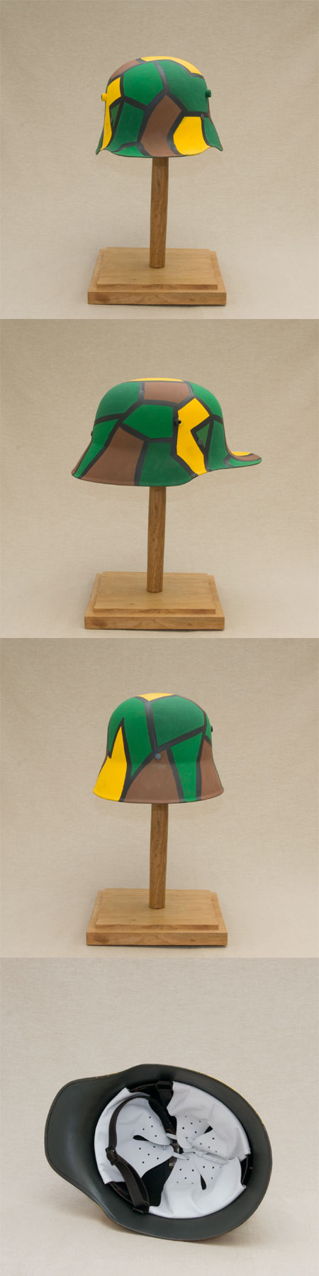AH6044P - deutscher Stahlhelm M 18, m. Tarnfarbe, 1. Weltkrieg