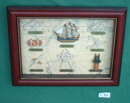 C30 - kl Knotentafel m.Seekarte + 7 Knoten u.Ger�te