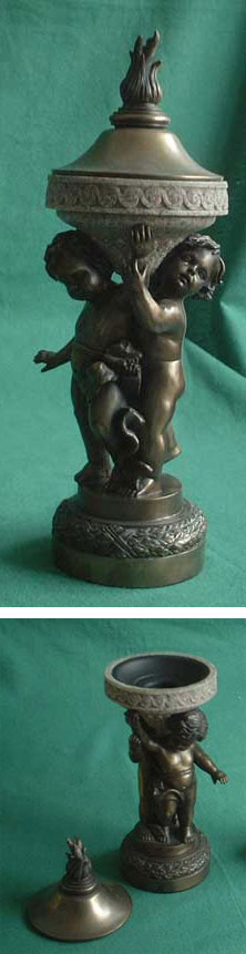 F02 - Eine (1) Tafeldekoration Barock, Marmor + Bronze Imitat