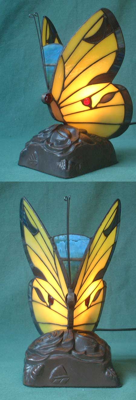 F05 - Tisch- Lampe, Tiffany - Repro, Schmetterling