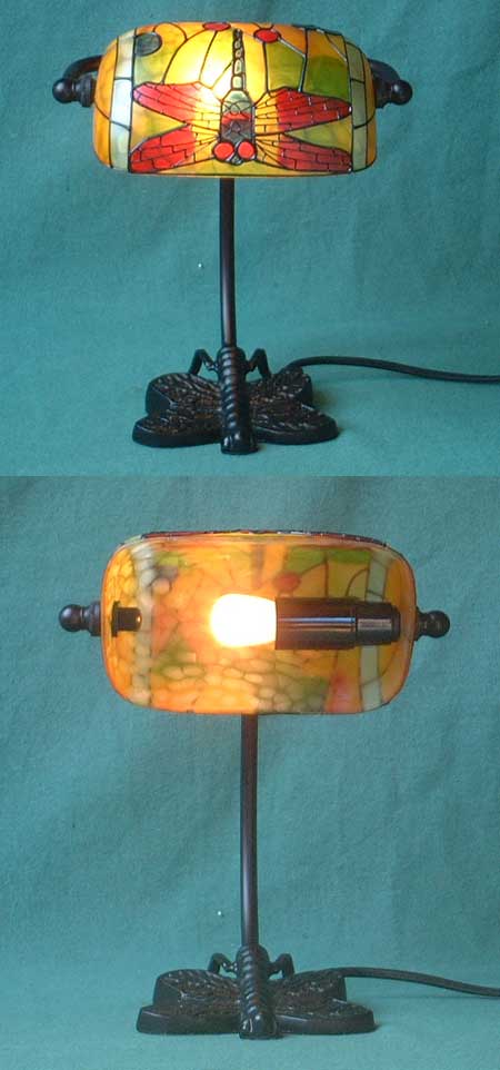F09 - Lese - Lampe, Tiffany - Repro, m. Libellen-Motiv
