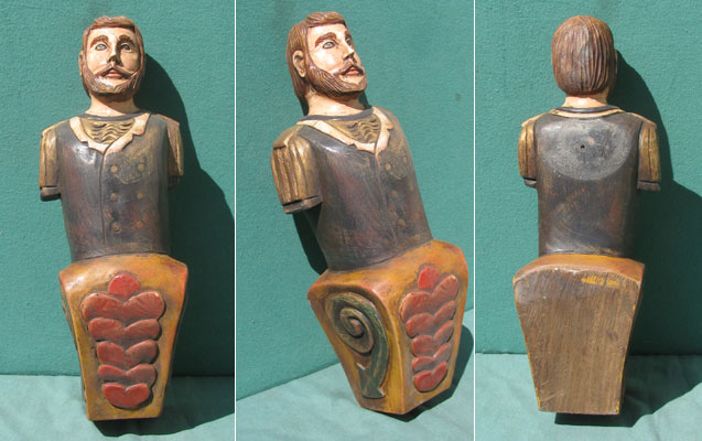 G01K - Galionsfigur, handgeschnitzt Hartholz, Steuermann