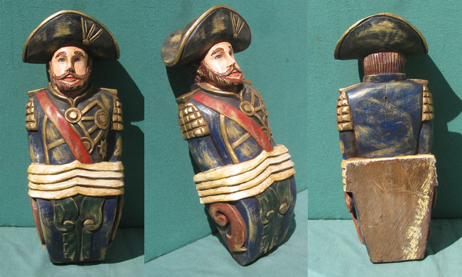 G14F - Galionsfigur, handgeschnitzt Hartholz, Admiral