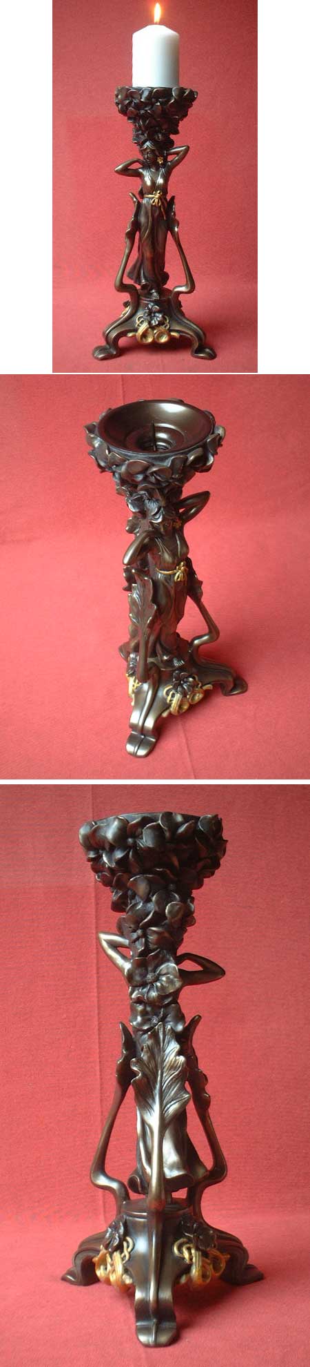 H34D - Ein (1) gr.Jugendstil Leuchter, Altbronze-Imitat-Guss