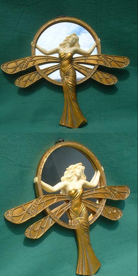 H47 - Kl. Jugendstil Wand -Spiegel, art nouveau