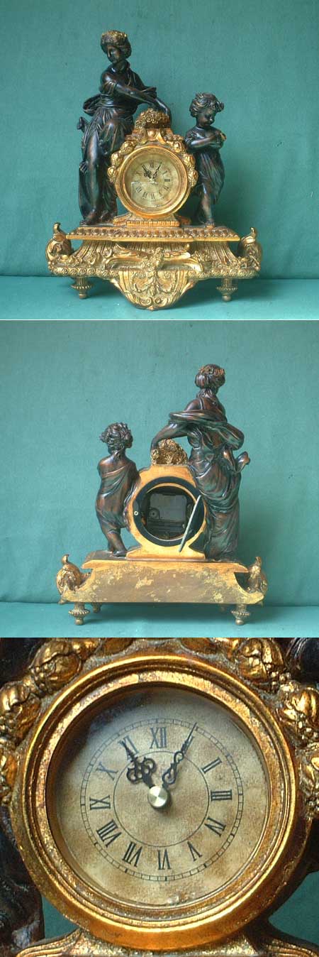 H89 - barocke Repro- Kaminuhr, Steinguss,wie Bronze,Quarzwerk