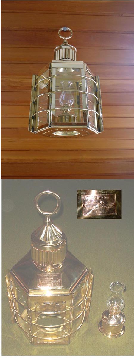 S36 - gro�e Clipper - Lampe 6-eckig, Messing