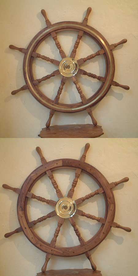 S51 - Gro�. Marine Steuerrad mit Messingring verst�rkt