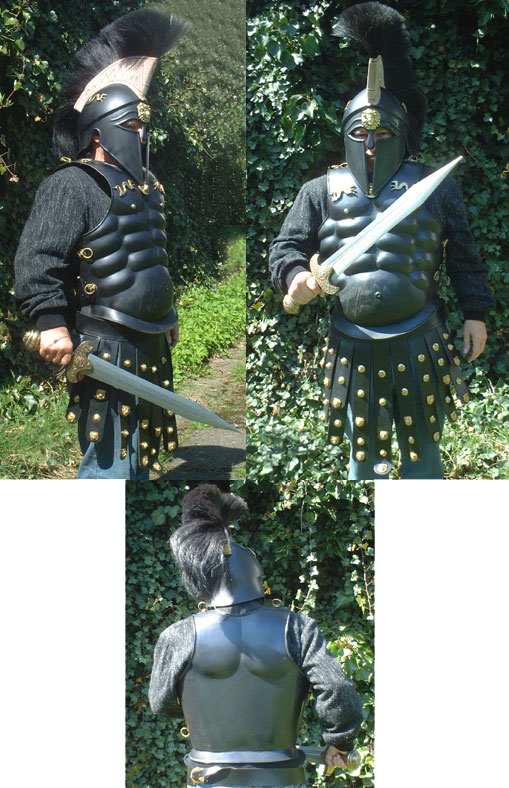 AH6071R - Greek muscle armour (steel)complete w. leather apron