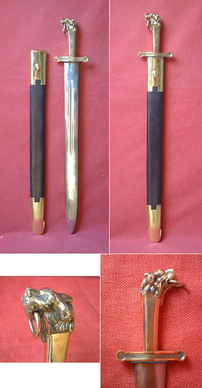 D62 - British 19th cent. bandsmens' sword - lion head pommel