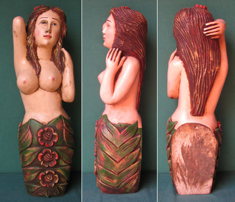 G20F - Ship's figurehead, mermaid, hardwood, carved by expert