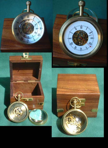 K42 - Mechanical ball clock in wooden box (teak)