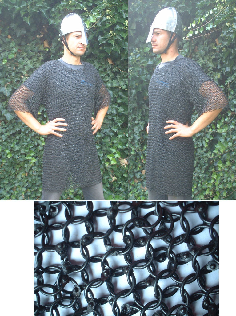 P12B - Medieval riveted Chain Mail Shirt , blackened