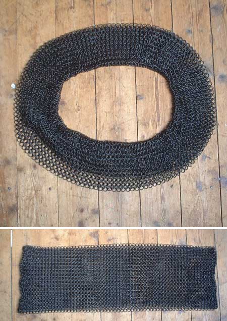P20B - Lengthening piece for chainmail shirts, blackened - 20cm / 7.8 inch