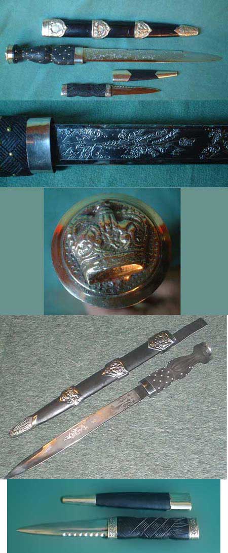 P34 - Scottish dirk + sgian dubh dagger (2 items)
