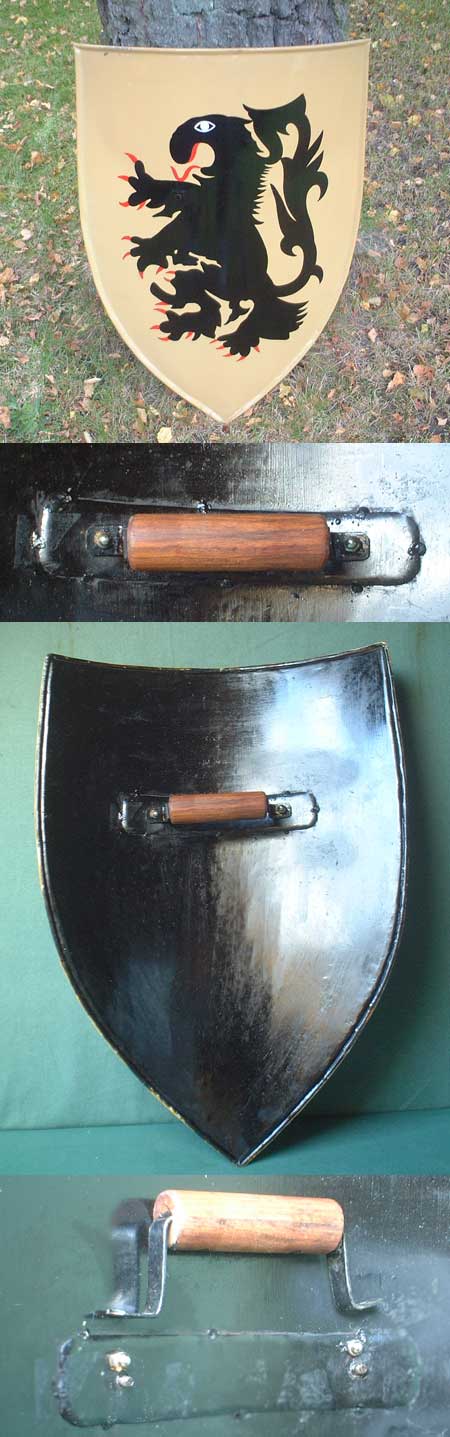 P99 - Medieval steel shield 13th century, rampant dragon