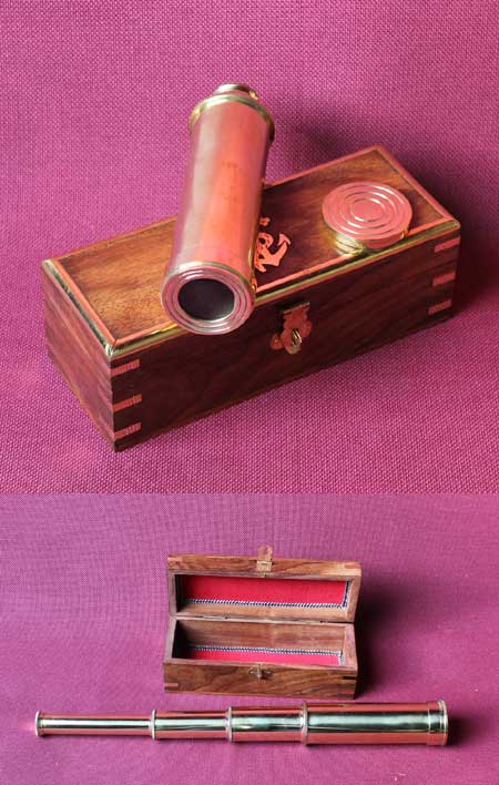 S19 - Marine brass telescope in wooden box