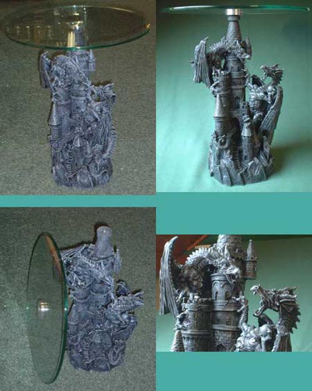V43 - fantasy dragon table, slate repro, feng shui