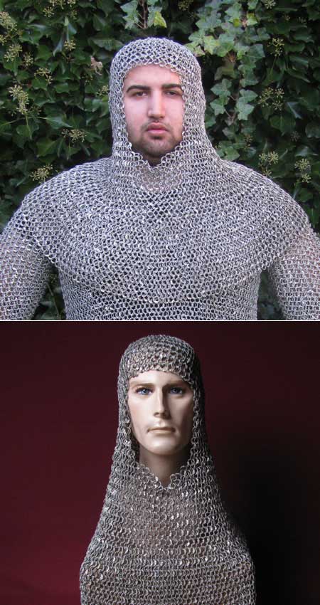 Y44 - Chainmail coif, riveted, coated duraluminium