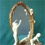 Jugendstil-Spiegel  Nymphen Altgold-Imitat