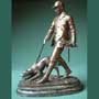 J�ger mit Hund, Bronze Imitat Steinguss
