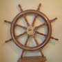 36'' antiqued boat steering wheel (brass and wood)