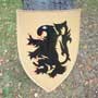 Medieval steel shield 13th century, rampant dragon
